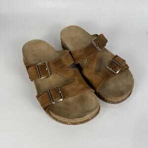DANSKO Dayna Leather Slip on strappy buckle Sandal Leather Size 38, 7.5